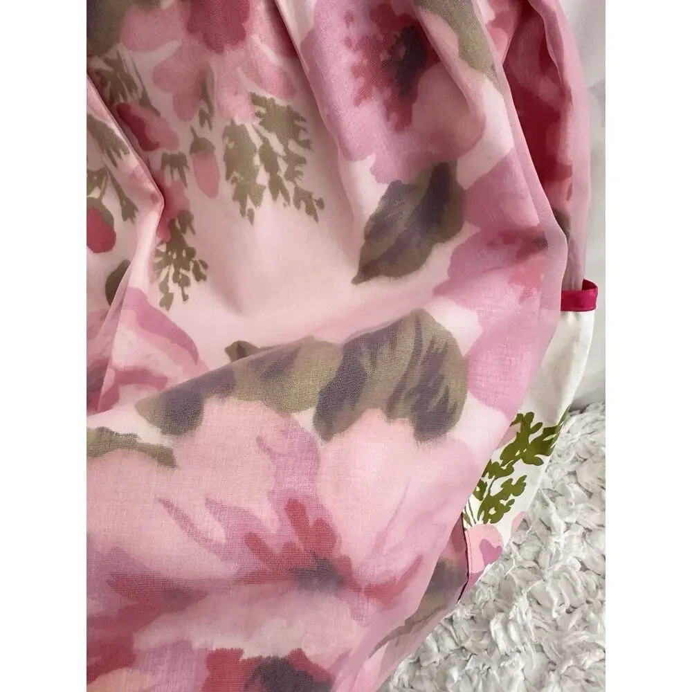 VTG HANDMADE Pink Rose Chintz Hostess Apron Chiffon Accents Reversible Country
